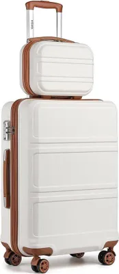 Image de Ensemble de valises rigides Famanu, 4 pièces - 51 cm, 61 cm, 71 cm + sac de toilette de 30 cm, blanc