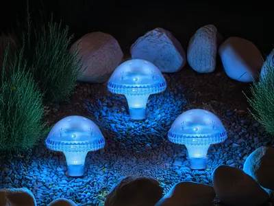 Produktbild von 3er-Set LED Solarleuchten, Solarbeleuchtung für den Garten, Dekoleuchten Blau