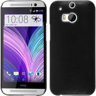 Produktbild von PhoneNatic Case kompatibel mit HTC One M8 - Hülle schwarz Lederoptik Hard-case + 2 Schutzfolien