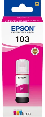 Produktbild von Epson 103 EcoTank Magenta ink bottle (WE), Magenta, Epson, Epson L5190 / L3156 / L3151 / L3150 / EcoTank L3110, 65 ml, Tintenstrahl, Indonesien