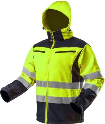 Produktbild von Hi-Vis Softshell-Arbeitsjacke mit Kapuze, Gelb, Größe S