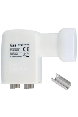 Produktbild von GSS Quad LNB Weiss für digital Satellitenschüssel - für 4 Teilnehmer Empfänger - 4fach 4-Fach - mit LTE Filter - für Sat Satelliten, HD, 4K, 0.1dB, extrem kälte- & hitzebeständig