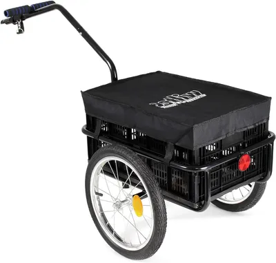 Image de Remorque pour vélo - Remorque de transport de marchandises - Bac amovible - Capacité de 50 kg - Noir