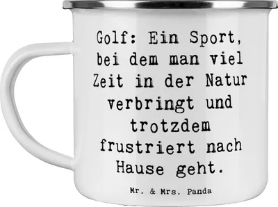 Produktbild von Mr. & Mrs. Panda blechbecher Spruch Golf Erlebnis - Weiß - Geschenk, Gemeinschaft, Kaffeepott, Reisebecher, Emaille Tasse, Becher, Sport, Sportler Geschenke, Humor, Pott