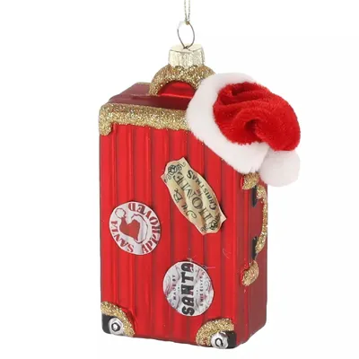 Produktbild von MIKONI Weihnachtskugel | Koffer (10,8 x 6,7 x 3,4cm) | aus GLAS, Christbaumkugel, Mundgeblasen, Handbemalt, Christbaumschmuck, Figuren, Zapfen