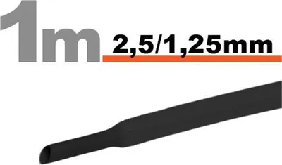 Zdjęcie produktu dla Rurka termokurczliwa 2,5mm/1,5mm DRS2,5-1,25/BK