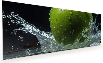 Produktbild von Küchenrückwand Spritzschutz Glas mit Motiv Apfel im Wasser 40 x 40 cm
