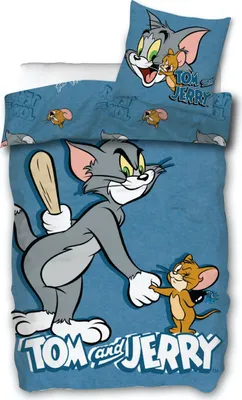 Produktbild von SkyBrands Tom und Jerry Bettwäsche 135x200 cm – Kinderbettwäsche Set mit Kissenbezug 80x80 cm – 100% Baumwolle, Renforcé mit Reißverschluss – Wendebettwäsche für Jungen & Mädchen