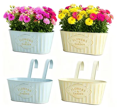 Image de Lot de 4 pots suspendus en métal, pour balcon et jardin