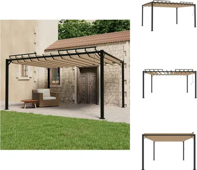 Produktbild von vidaXL Pavillon mit Lamellendach 3x4 m Taupe Stoff und Aluminium -  Pavillons & Partyzelte