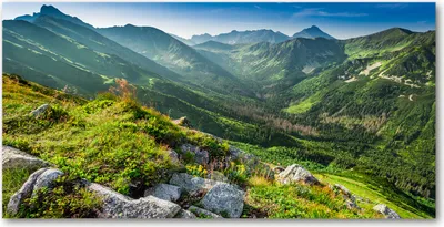 Produktbild von Tulup Glas-Bild -140x70- Wandkunst Dekorative Wand für Küche & Wohnzimmer - Landschaften - Berge Tatra - Grün