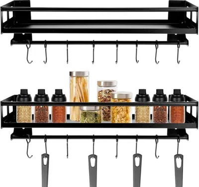 Produktbild von Unyqoos Kräuterregal und Küchenorganizer ohne Bohren mit 8 abnehmbaren Haken für Küche und Bad