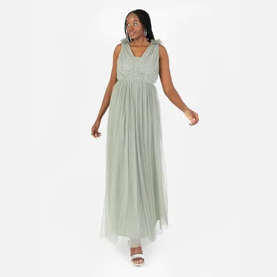 Produktbild von Anaya with Love Damen Maxikleid, Damenkleid, lang, ärmellos, V-Ausschnitt, mit Paillettenbesatz
