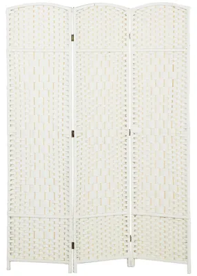 Zdjęcie produktu dla Parawan drewniany, 3-częściowy, składany - 135 x 180 cm - Do salonu i sypialni - Biały