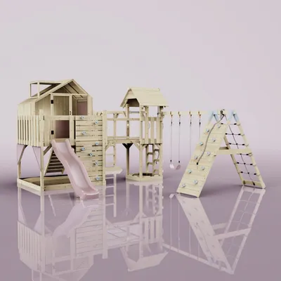 Produktbild von OutdoorToys Spielturm Milo aus Holz in Rosa Kinderschaukel