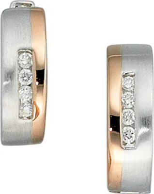Produktbild von Creolen Ohrringe mit 8 Diamanten Brillanten 585 Gold Weißgold & Rotgold Damen