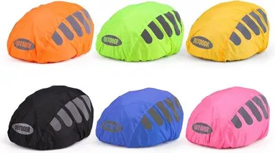 Produktbild von Wasserdichtes Fahrradhelm-Abdeckung - 6 Stücke - Reflexierende Streifen - Helmabdeckung - Wasserdicht - Reflexierende Kapuze für Fahrradhelm - Fahrradhelm-Regenmantel - Regenmantel für Helm