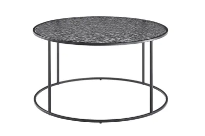 Produktbild von SalesFever Couchtisch Ø 80 cm | rund | 6 mm Glasplatte mit Strukturoptik | Metallgestell | B 80 x T 80 x H 45 cm | Schwarz