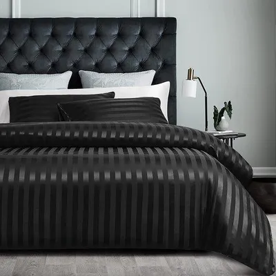 Produktbild von Dekbedovertrek 3-teilig, glanzend Satijn, 200 x 220 cm, 80 x 80 cm, schwarz, Satin, 3-teiliger Bettbezug