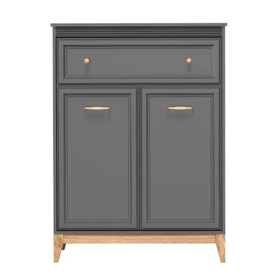 Produktbild von AX LIVING Kommode Nymphen Dunkelgrau 1 Schublade 2 Türen MDF Eiche Beine schmal