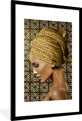 Produktbild von MuchoWow® MuchoWow® Gerahmtes Poster Frau - Kopftuch - Schnittmuster 60x90 cm - Poster mit zchwarzem Bilderrahmen - Dekoration - Wandposter Wohnzimmer - Hochwertig