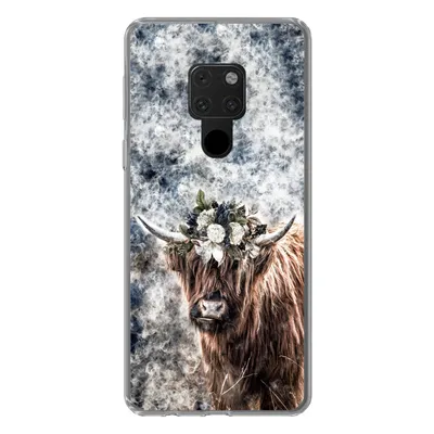 Produktbild von MuchoWow® Handyhülle Schutzhülle Hülle für Huawei P40 Lite Schottischer Highlander - Rauch - Blumen Silikon Softcase Handy Hülle - Handy