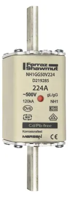 Immagine prodotto di Inserto fusibile NH-ZERO dimensione 1, 224A AC500V - Fusibile a bassa tensione HRC NH1 224A NH1GG50V224