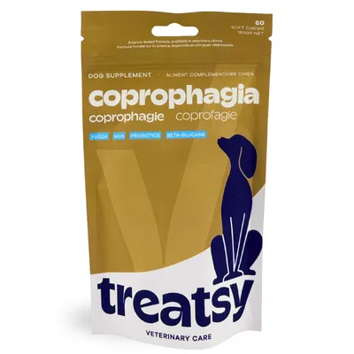 Produktbild von Treatsy Koprophagie Hund | gegen Fressen eigenen Kots (Eigenkoprophagie) | Yucca, MOS, Probiotika | 60 Kau-Snacks