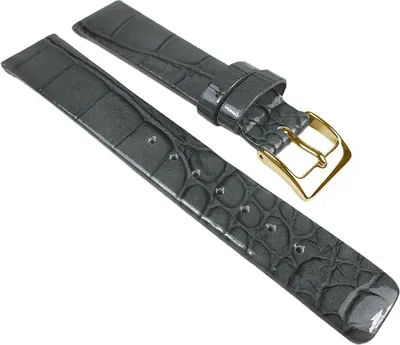 Produktbild von Uhrenarmband Leder grau glänzend Kroko Prägung 25264G, Stegbreite:18mm