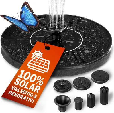 Produktbild von GARDEBRUK® Solar Springbrunnen 7 Effekte 180L/h Solarpanel 160mm 1,4 Watt Garten Wasserspiel Gartenbrunnen Wasserpumpe Teichpumpe Solarbrunnen Fontäne