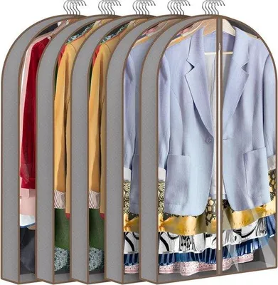 Produktbild von Famanu Kleiderhüllen Set 5 Stück 100x61x10 cm - Transparent, staubdicht