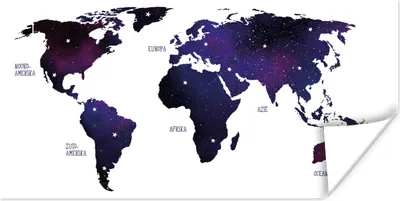 Produktbild von MuchoWow® Poster Weltkarte - Sternenhimmel - Violett 120x60 cm - Bild