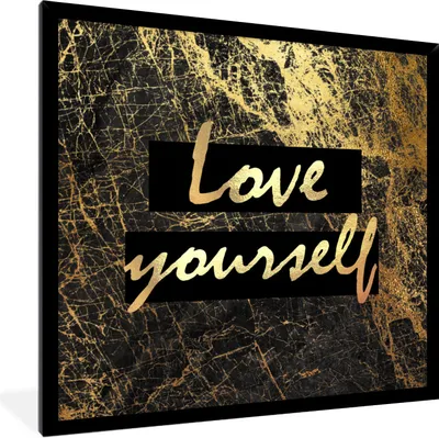 Produktbild von MuchoWow® Gerahmtes Poster Zitat - Zuversicht - Gold 40x40 cm - Poster mit Schwarzem Bilderrahmen Wandposter Rahmen Foto Bilder - Mit Rahmen - Wanddekoration Schlafzimmer