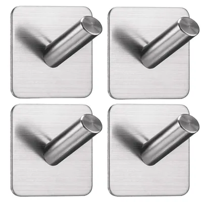 Produktbild von EAVY Handtuchhaken ohne Bohren - 4 Stück Rostfrei Stahl Wandhaken Selbstklebend - Klebehaken extra Stark – Selbstklebend – Handtuchhaken – Silber