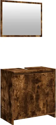 Produktbild von vidaXL 2-tlg. Badmöbel-Set Räuchereiche Holzwerkstoff