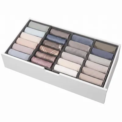Produktbild von Aufbewahrungsbox Schubladen Organizer aus Vliesstoff Faltbare Aufbewahrungsboxen 4er-Set 17,5 x 35 x 11 cm für NORDLI Kommode mit Längsfächern