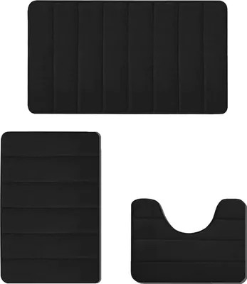 Produktbild von MODFU Rutschfeste Badematte Badteppiche, Badezimmerteppich mit Memory Foam, Badezimmerteppich Duschvorleger Duschteppich für Badewanne, Dusche,Schwarz