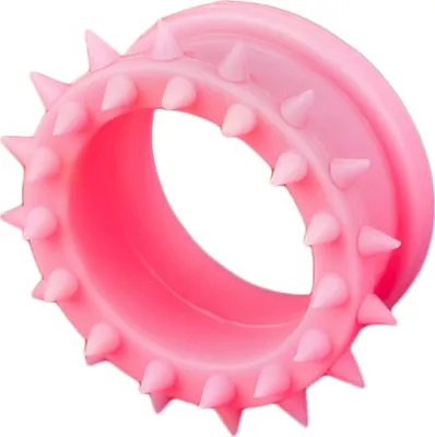 Produktbild von viva-adorno 1 Stück 22mm Flesh Tunnel Plug Ohr Piercing Spikes Silikon flexibel verschiedene Farben Größe 4 - 26mm Z109,pink