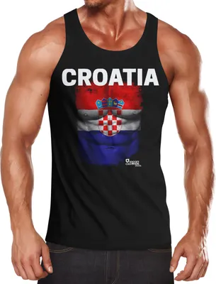 Produktbild von EM Tanktop Herren Fußball Kroatien Flagge Fanshirt Waschbrettbauch MoonWorks® L
