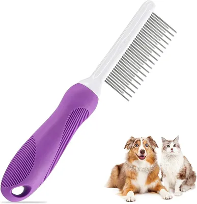 Produktbild von Hundehaarbürste, Unterfellbürste, rostfreier Stahl, entfernt Verfilzungen, für kleine und große Hunde