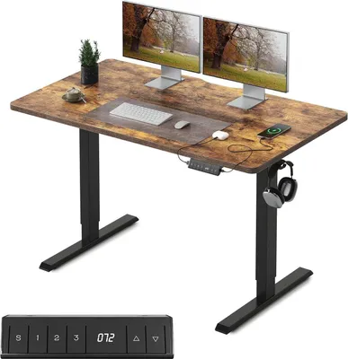 Obrázok produktu pre Elektricky výškovo nastaviteľný stôl FEZIBO 100x60cm hnedý