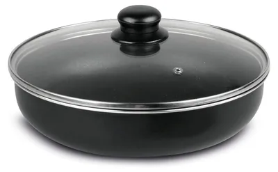 Schmortopf aus Aluminium Ø 26 cm, schwarz, mit Glasdeckel, antihaftbeschichtet