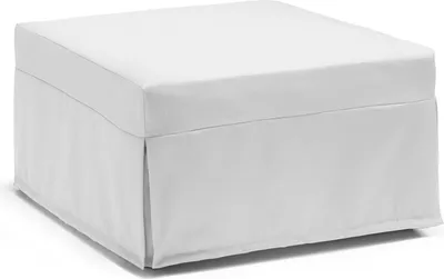 Produktbild von Klappbett Ancilla, Puff umwandelbar in Einzelbett, 100%  Italy, Sitzpuff aus Stoff fürs Wohnzimmer, Cm 80x80h45, Weiß