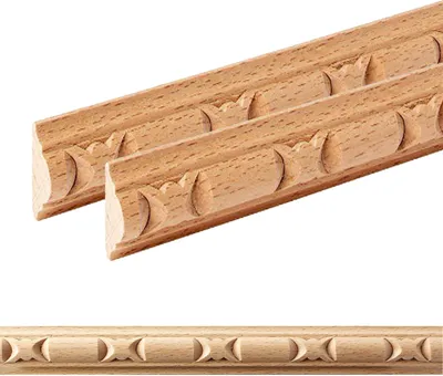 Produktbild von Holz Profilleiste in 21 x 9 x 1000 mm | 2er Set - 2 Meter | Schnitzleiste aus Buchenholz SB-870 mit 3D geomatrischem Band-Motiv