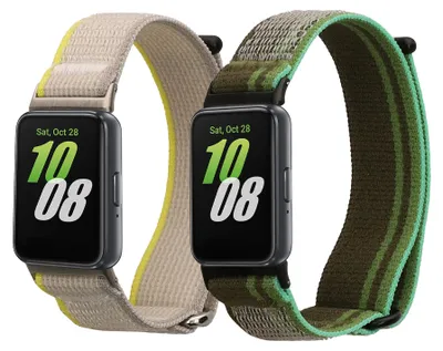 Produktbild von kwmobile Armband kompatibel mit Samsung Galaxy Fit 3 - Nylon Fitnesstracker Sportarmband Band in Dunkelgrün Hellgrau Grün - Innenmaße von 14 - 22 cm