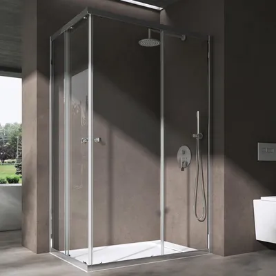 Immagine prodotto di doporro Box Doccia Apertura Angolare Scorrevole 120x90 cm H 190 con 2 Ante in Vetro Temperato 6 mm Trasparente, Profilo Cromo Lucido - Ravenna16K