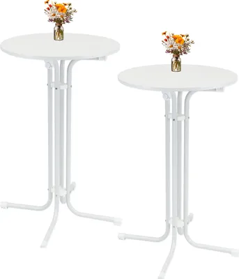 Produktbild von 2x Stehtisch klappbar Ø 70 cm Höhe 110 cm Stahl Gastrotisch Partytisch Bistrotisch in Weiß