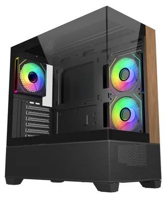 Zdjęcie produktu dla Cooler Master Elite 690 Wood, Midi Tower, PC, Czarny, ATX, ITX, micro ATX, Stal, Szkło hartowane, Drewno, Gaming