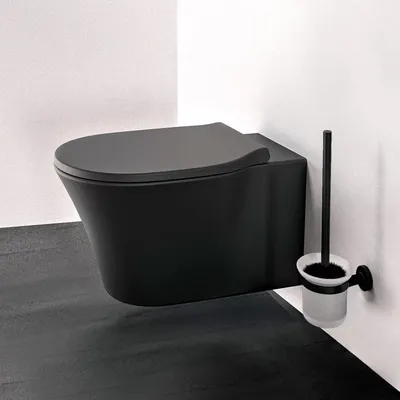 Zdjęcie produktu dla WC wiszące Ideal STANDARD Connect Air z głębokim spłukiwaniem bez krawędzi spłukującej AquaBlade czarny matowy bez deski sedesowej E0054V3