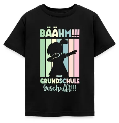 Produktbild von Spreadshirt Bäähm Grundschule Geschafft 2026 Pastell Kinder T-Shirt, 122/128 (7-8 Jahre), Schwarz